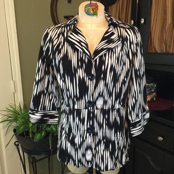 Cato Tops - Cato Black/White Geo Print Jacket/Tunic Size M